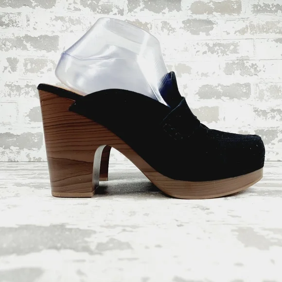 New Splendid Vina Black Suede Platform Slip On Clogs E101 - Picture 5 of 13